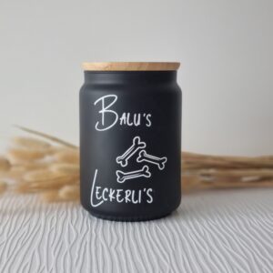 vorratsglas mit bambusdeckel | leckerlies | personalisierte geschenke für ihr haustier | katzenfutter | hundefutter | vorratsdose