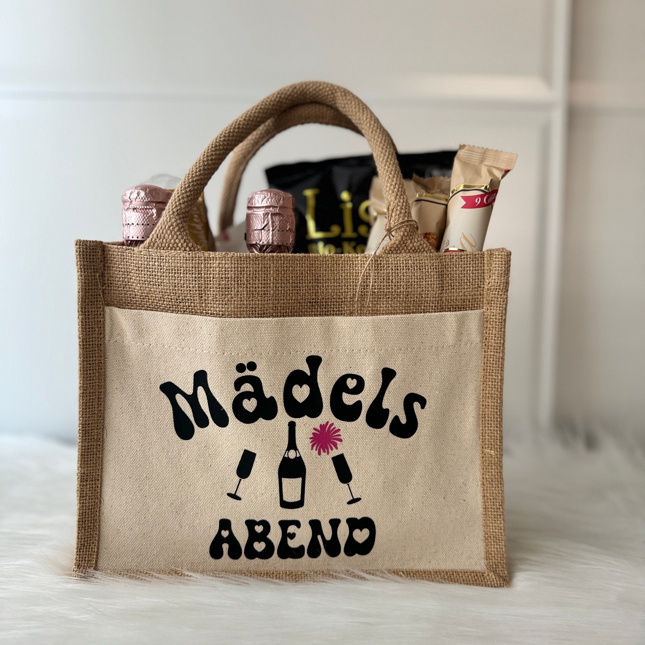 Mädelsabend Tasche | Piccolo Tragetasche für 6 Flaschen | Geschenk für Freundin, Mama oder Junggesellenabschied